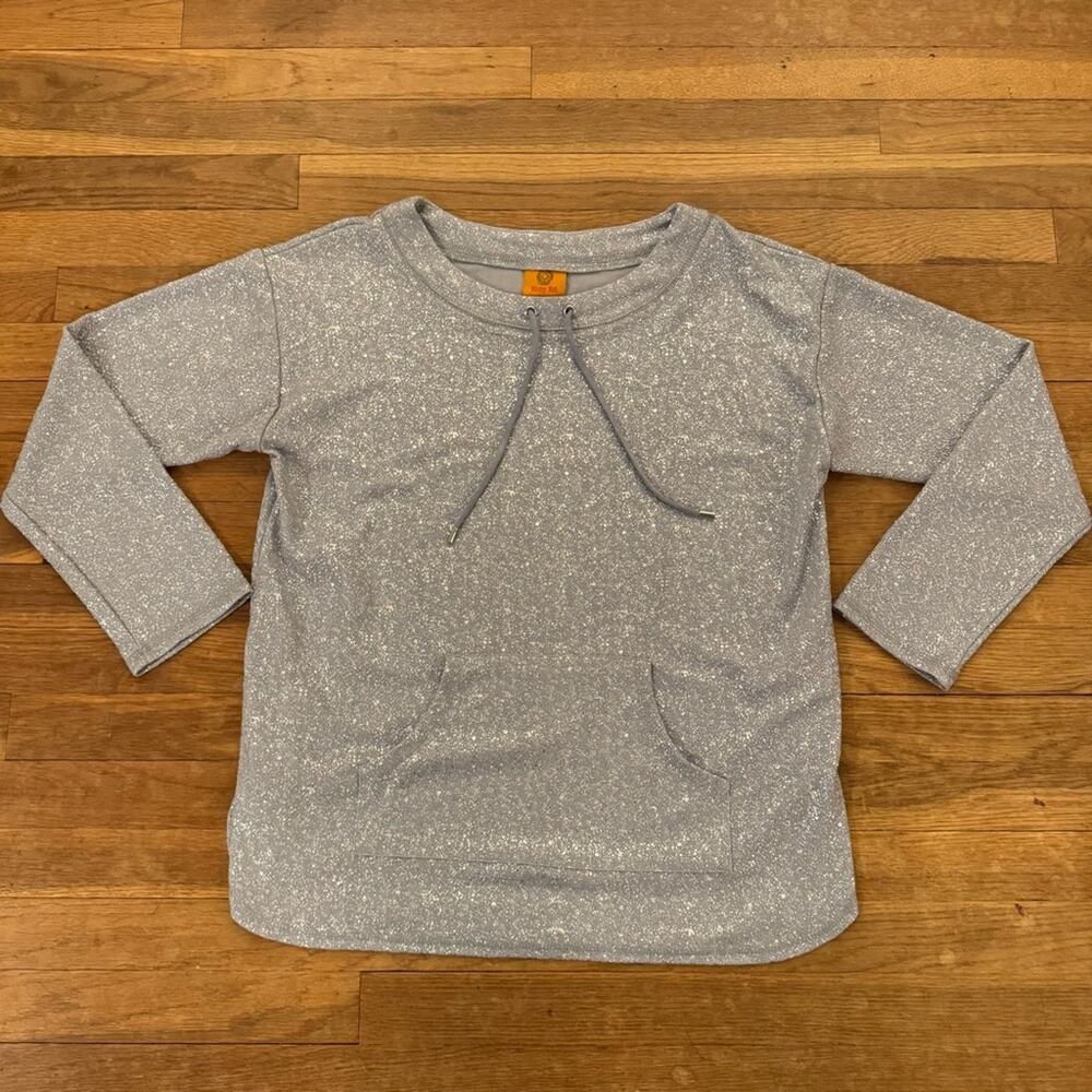 Ruby Rd. Silver glitter pull on long sleeve shirt top size medium M
b56